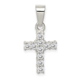 CZ Cross Charm Pendant in Real 925 Sterling Silver