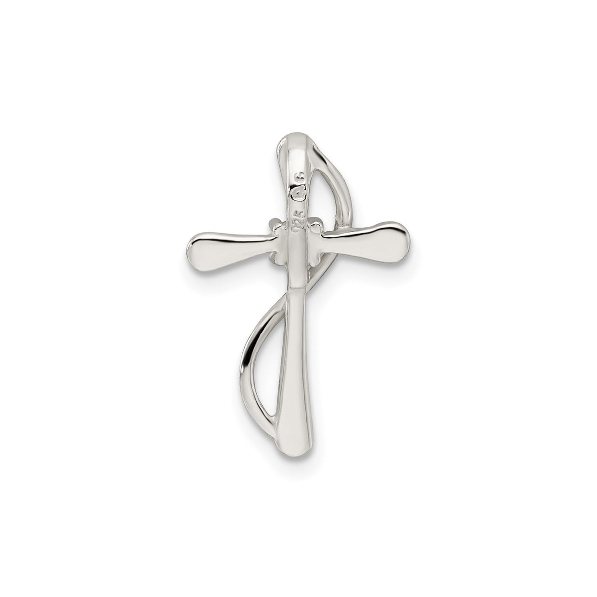 Sterling Silver Cross Pendant with Cubic Zirconia, Polished Abstract Faith Design