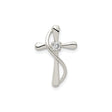 Sterling Silver Cross Pendant with Cubic Zirconia, Polished Abstract Faith Design