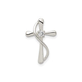 Sterling Silver Cross Pendant with Cubic Zirconia, Polished Abstract Faith Design