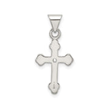 Sterling Silver Cross Pendant with Cubic Zirconia Accents, Beveled Texture, Unisex Religious Jewelry