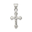 Sterling Silver Cross Pendant with Cubic Zirconia Accents, Beveled Texture, Unisex Religious Jewelry