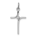 Cross CZ Center Charm Pendant in Real 925 Sterling Silver