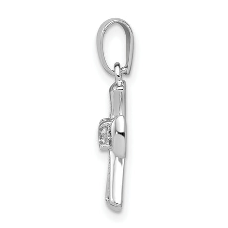 CZ Open Cross Charm Pendant in Real 925 Sterling Silver