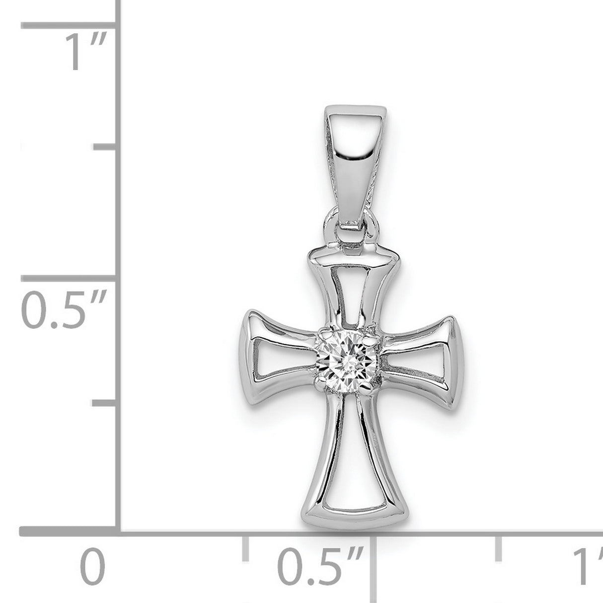 CZ Open Cross Charm Pendant in Real 925 Sterling Silver