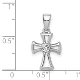 CZ Open Cross Charm Pendant in Real 925 Sterling Silver