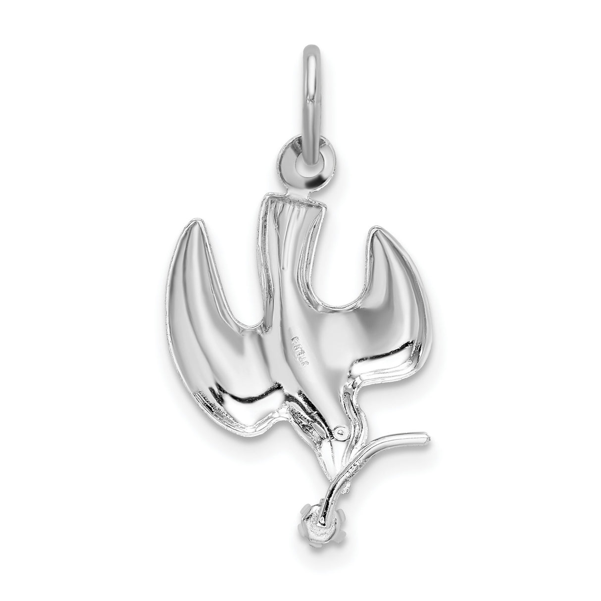 Sterling Silver Dove Pendant with Cubic Zirconia, Holy Spirit Symbol, Christian Jewelry