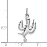 Sterling Silver Dove Pendant with Cubic Zirconia, Holy Spirit Symbol, Christian Jewelry