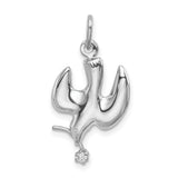 Sterling Silver Dove Pendant with Cubic Zirconia, Holy Spirit Symbol, Christian Jewelry