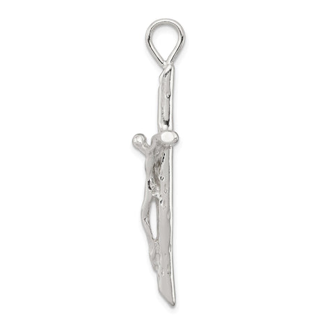 Sterling Silver Crucifix Cross Pendant with Textured Detailing, Minimalist Religious Jewelry