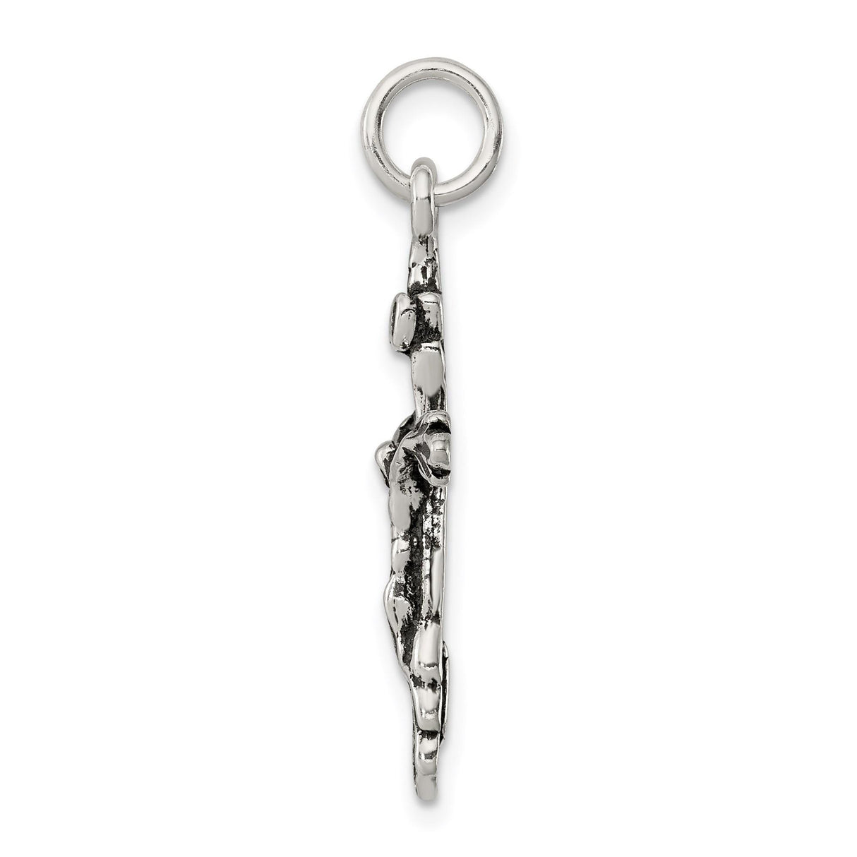 Sterling Silver Crucifix Cross Pendant with Branch Motif and Vine Detailing