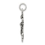 Sterling Silver Crucifix Cross Pendant with Branch Motif and Vine Detailing