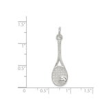 Sterling Silver Tennis Racket Pendant with Ball Detail and Realistic String Design