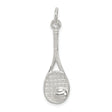 Sterling Silver Tennis Racket Pendant with Ball Detail and Realistic String Design