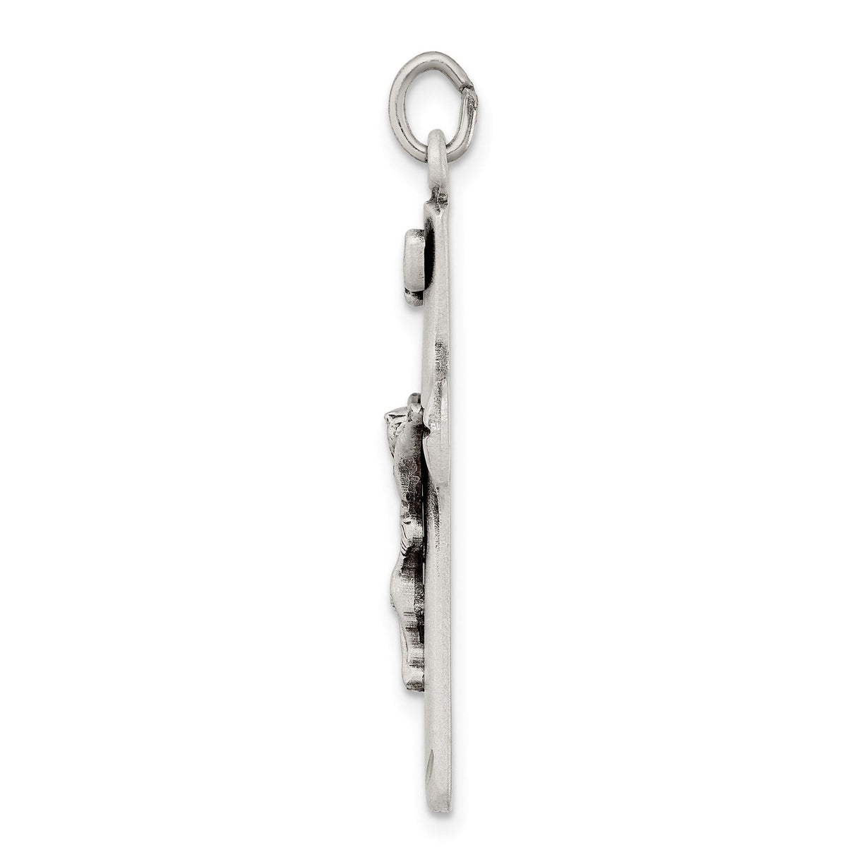 Sterling Silver Crucifix Pendant with Matte Finish and Detailed Relief Design