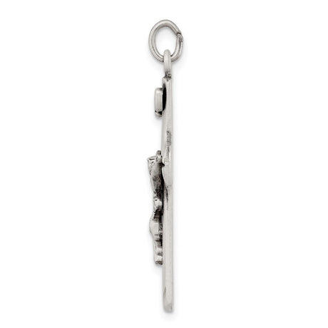 Sterling Silver Crucifix Pendant with Matte Finish and Detailed Relief Design