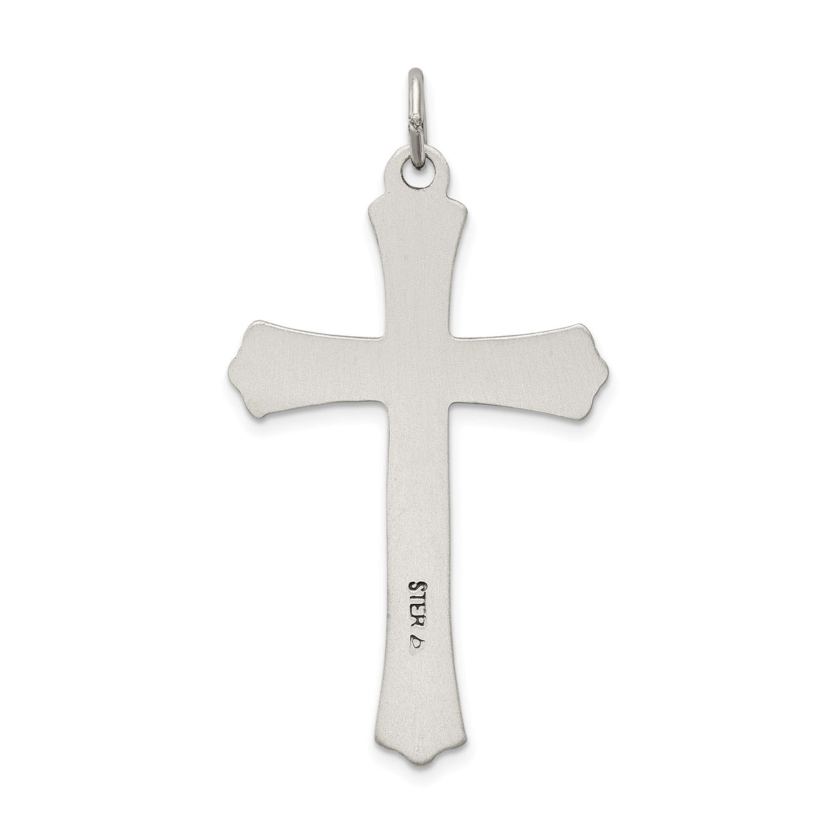 Sterling Silver Cross Pendant with Raised Corpus and Floral Motif, Antiqued Finish