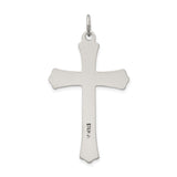 Sterling Silver Cross Pendant with Raised Corpus and Floral Motif, Antiqued Finish