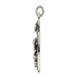 Sterling Silver Crucifix Cross Pendant with Celtic Etched Design and Halo Circle
