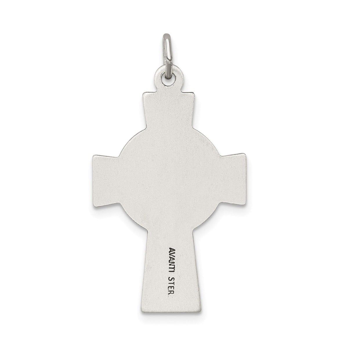 Sterling Silver Crucifix Cross Pendant with Celtic Etched Design and Halo Circle