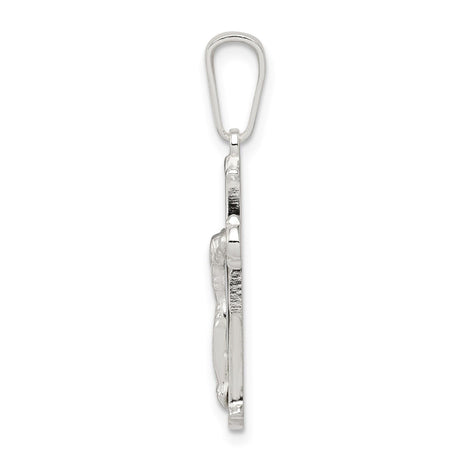 Sterling Silver Crucifix Pendant with Christ Figure and Baroque Edges