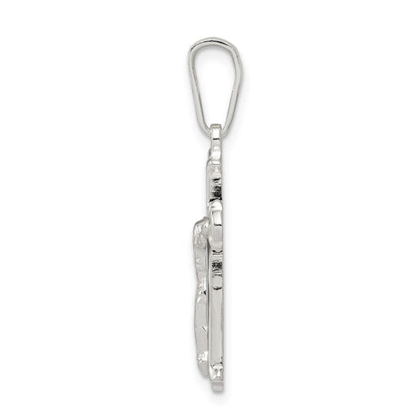 Sterling Silver Crucifix Cross Pendant with Gothic Flared Edges and Jesus Figure