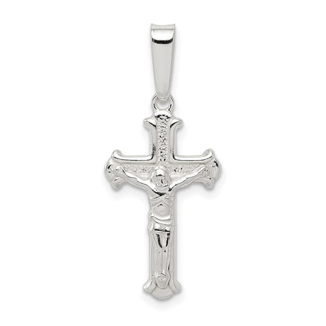 Sterling Silver Crucifix Cross Pendant with Gothic Flared Edges and Jesus Figure