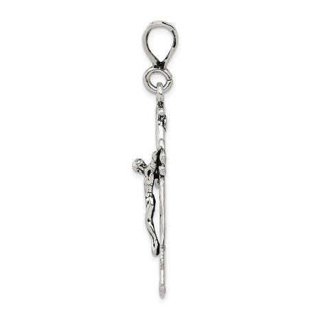 Sterling Silver Crucifix Cross Pendant with Deep Relief Jesus and Flared Tips, Vintage Christian Jewelry