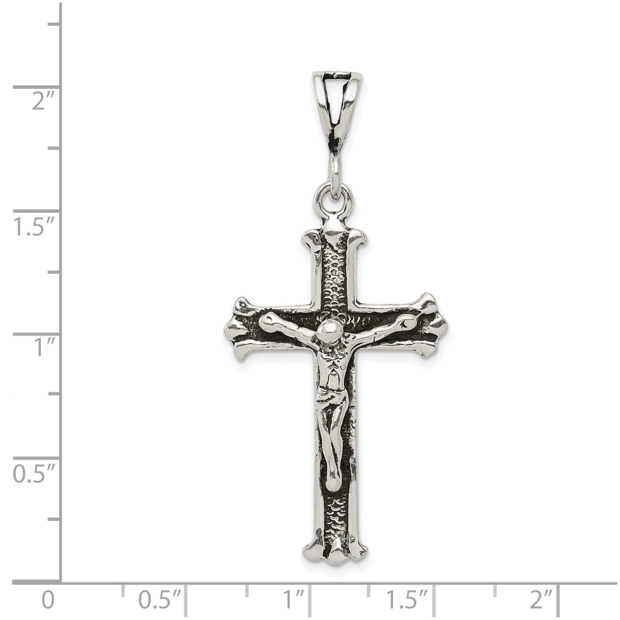 Sterling Silver Crucifix Cross Pendant with Deep Relief Jesus and Flared Tips, Vintage Christian Jewelry