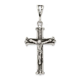 Sterling Silver Crucifix Cross Pendant with Deep Relief Jesus and Flared Tips, Vintage Christian Jewelry