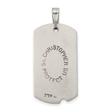 Satin Saint Christopher Dog Tag Charm Pendant in Real 925 Sterling Silver