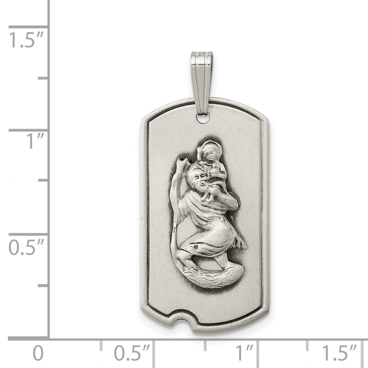 Satin Saint Christopher Dog Tag Charm Pendant in Real 925 Sterling Silver