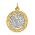 Round Saint Christopher Protect Us Words Charm Pendant in Real 925 Sterling Silver