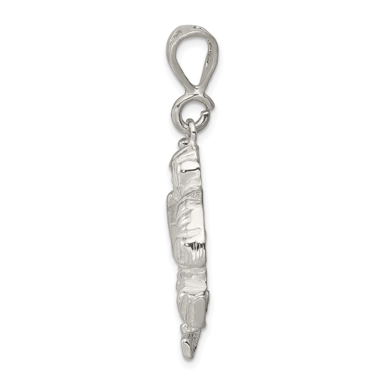 Sterling Silver Ice Hockey Goalie Pendant with Stick, Detailed Sports Charm