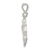 Sterling Silver Ice Hockey Goalie Pendant with Stick, Detailed Sports Charm