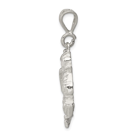 Sterling Silver Ice Hockey Goalie Pendant with Stick, Detailed Sports Charm