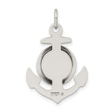 Saint Christopher Protect Us Words Anchor Shaped Charm Pendant in Real 925 Sterling Silver