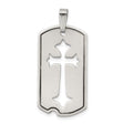 Sterling Silver Dog Tag Pendant with Cutout Gothic Cross and Matte Finish