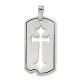 Sterling Silver Dog Tag Pendant with Cutout Gothic Cross and Matte Finish
