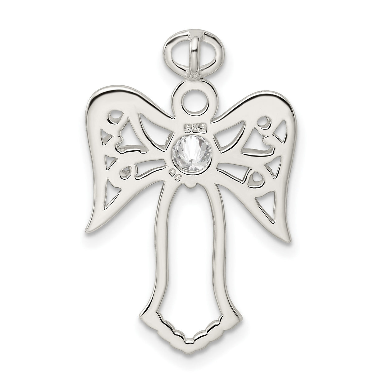 CZ Angel Charm Pendant in Real 925 Sterling Silver