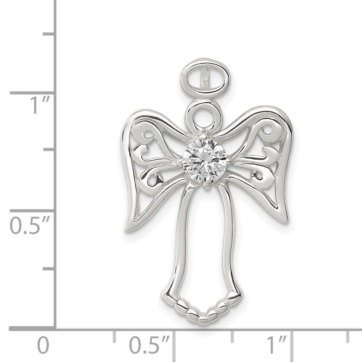 CZ Angel Charm Pendant in Real 925 Sterling Silver