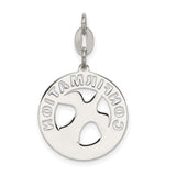 Confirmation Word and Dove Penny Size Charm Pendant in Real 925 Sterling Silver