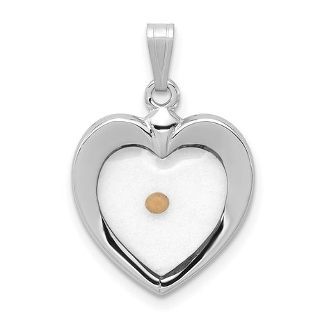 Large Heart with Mustard Seed Charm Pendant in Real 925 Sterling Silver