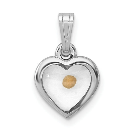 Small Heart with Mustard Seed Charm Pendant in Real 925 Sterling Silver