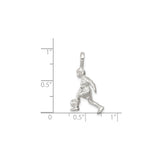 Sterling Silver Soccer Player Pendant with Female Athlete in Motion, Sports Charm