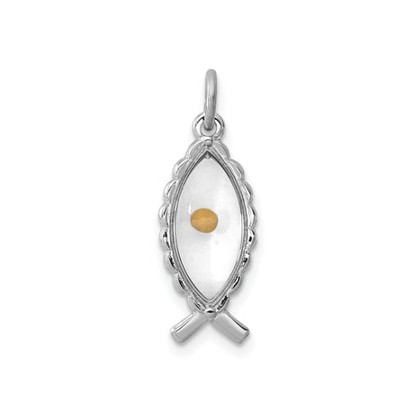 Sterling Silver Mustard Seed Ichthys Fish Pendant, Christian Faith Jewelry for Men or Women