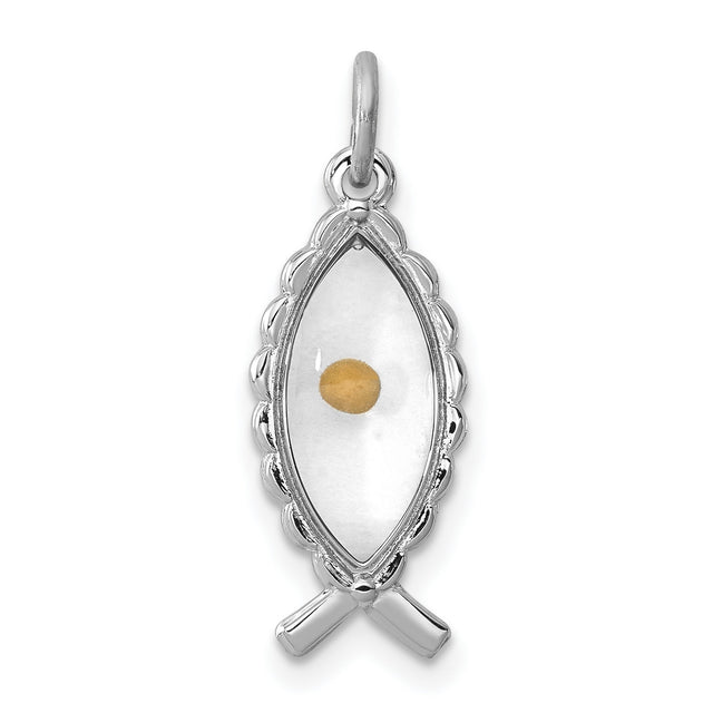 Mustard Seed Ichthus Charm Pendant in Real 925 Sterling Silver