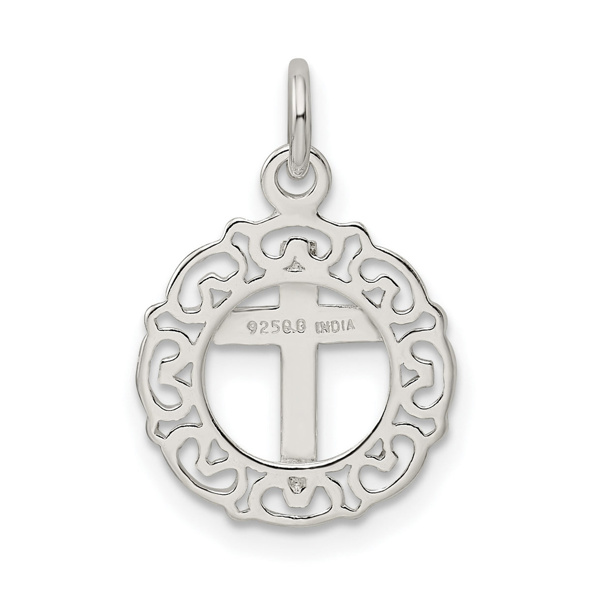 Circle & Cross Charm Pendant in Real 925 Sterling Silver