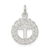 Circle & Cross Charm Pendant in Real 925 Sterling Silver