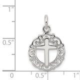 Circle & Cross Charm Pendant in Real 925 Sterling Silver